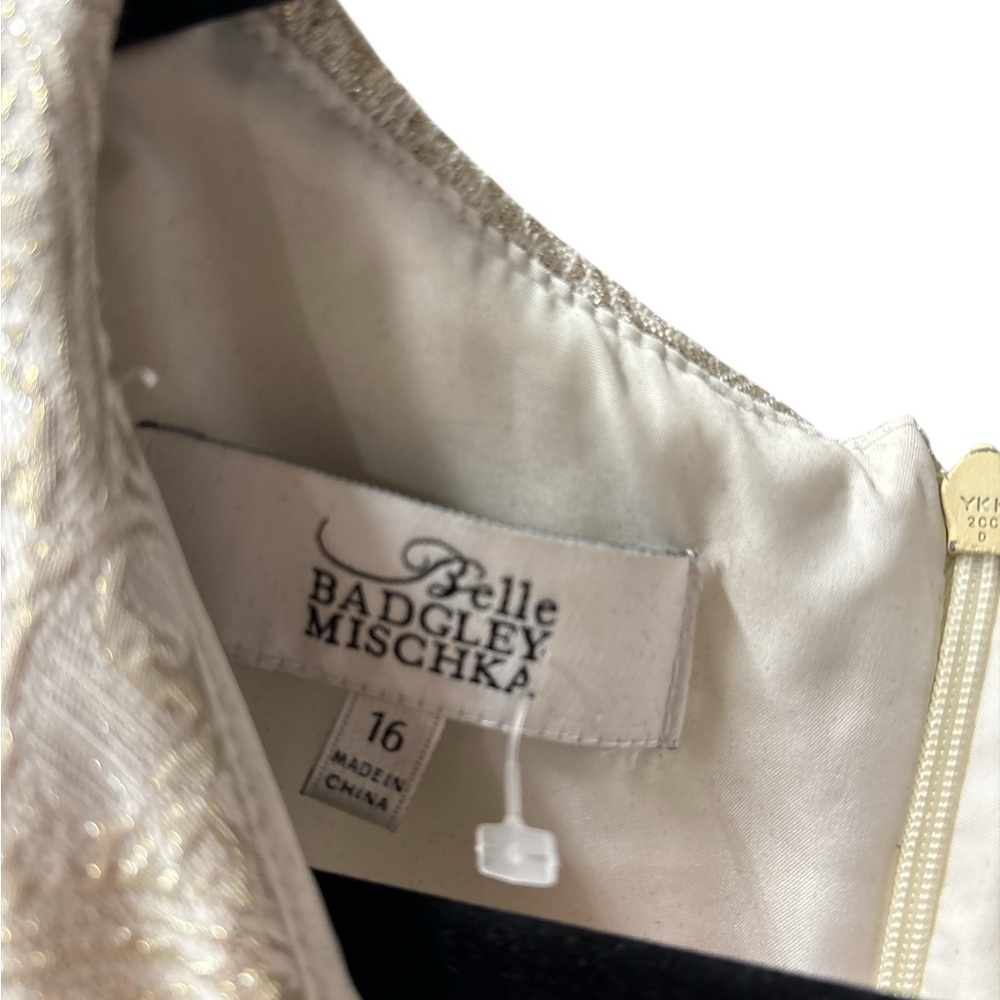 Badgley Mischka Belle Girls 16 Metallic Floral Sleeveless Formal Dress - Picture 5 of 5
